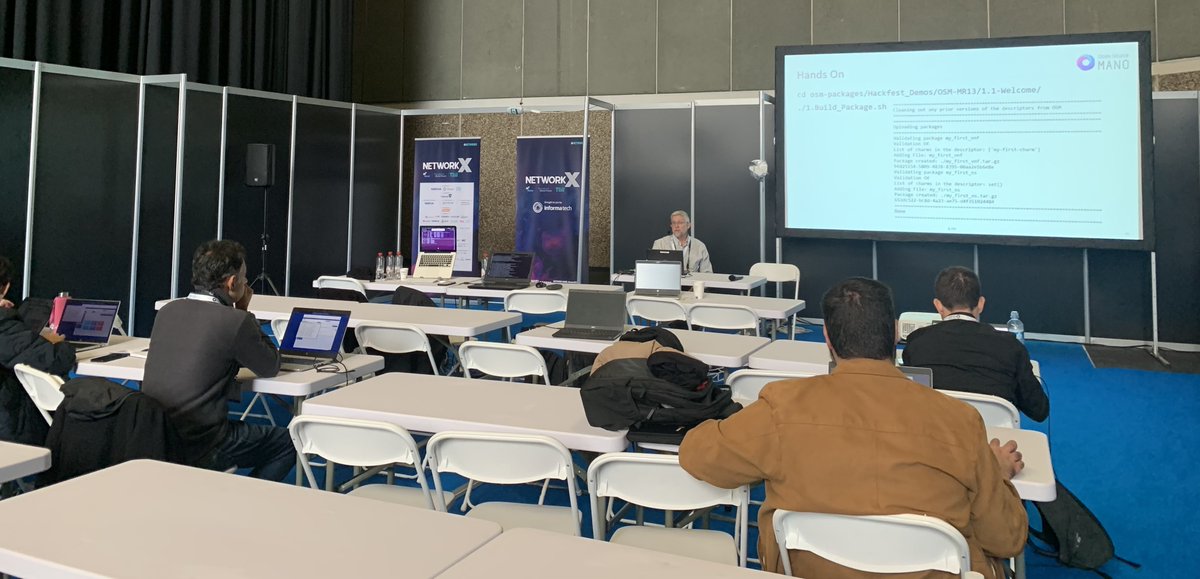 OpenSourceMANO's tweet image. Getting our hands dirty at #OSMhackfest @networkx_event  lead by @MarkBeierl: Let the hack begin! 🎉
#NFV #OSM #OpenSource #CloudNative #orchestration
osm.etsi.org/wikipub/index.…