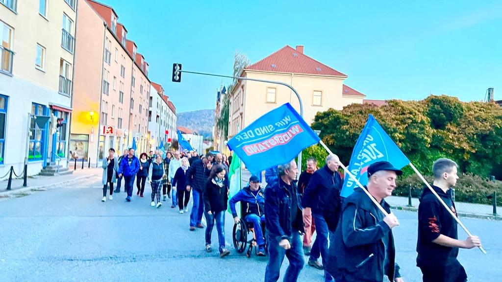 Die #Montagsdemo in #Löbau läuft mit Unterstützung der #AfD 💙🐕‍🦺🧑‍🦯🏃👩‍🦼

#RausaufdieStraßen #heißerherbst 

Löbau am 17.10.22