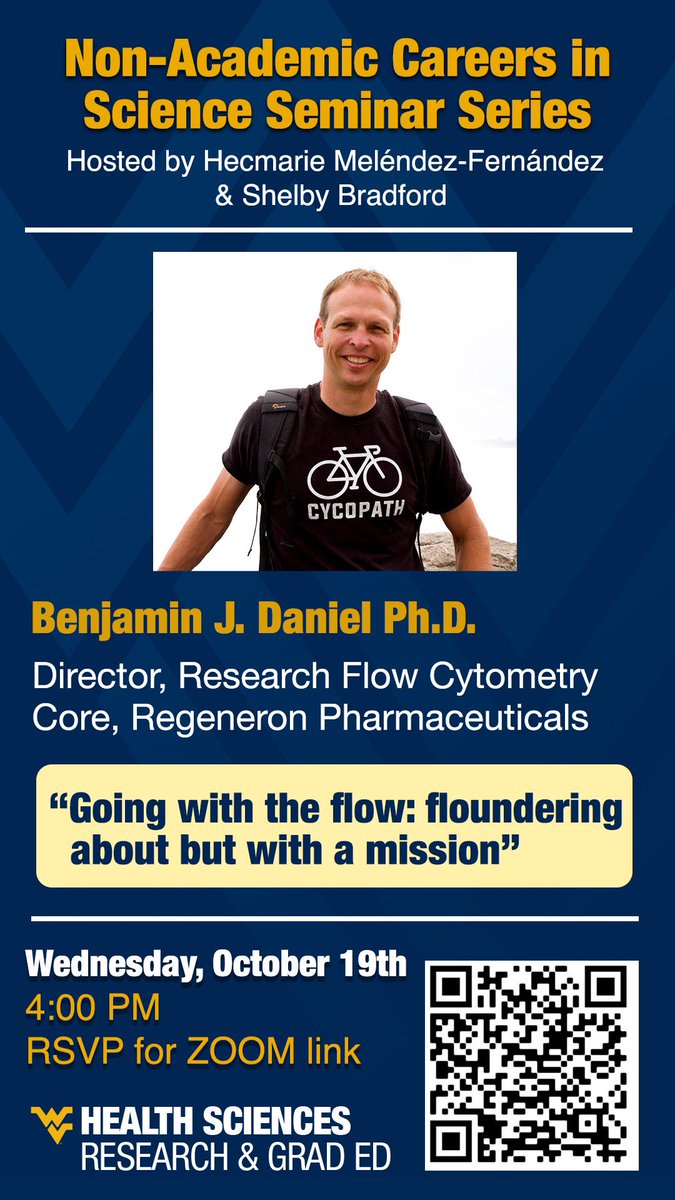 Hecmarie_MF's tweet photo. #NonAcademicCareersSeries is back tomorrow, Wed 19-Oct-2022,
4pm EST!
Virtually join me and @TheGeekyGoth on a chat with @Regeneron #flowcore #director, Dr. Benjamin Daniel
RSVP through the link in the QR code, or DM me.
#nonac #altac #phd #explore #careers https://t.co/L1aKhM4SYD