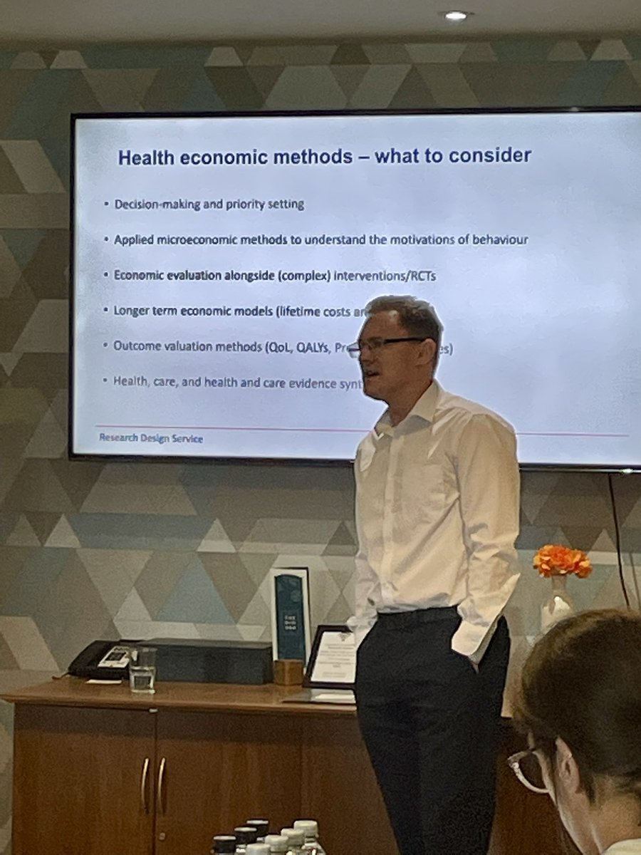 NIHR_RDSNENC's tweet photo. Dr Stephen Rice talking about including health economics in your application #RDSTips https://t.co/yRw5B9uj4j