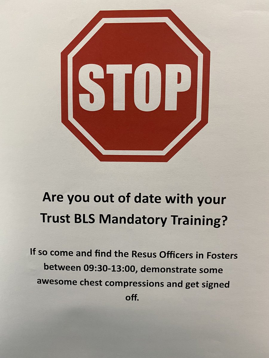 Calling all GHNHSFT staff come and join us to get your mandatory BLS signed off.