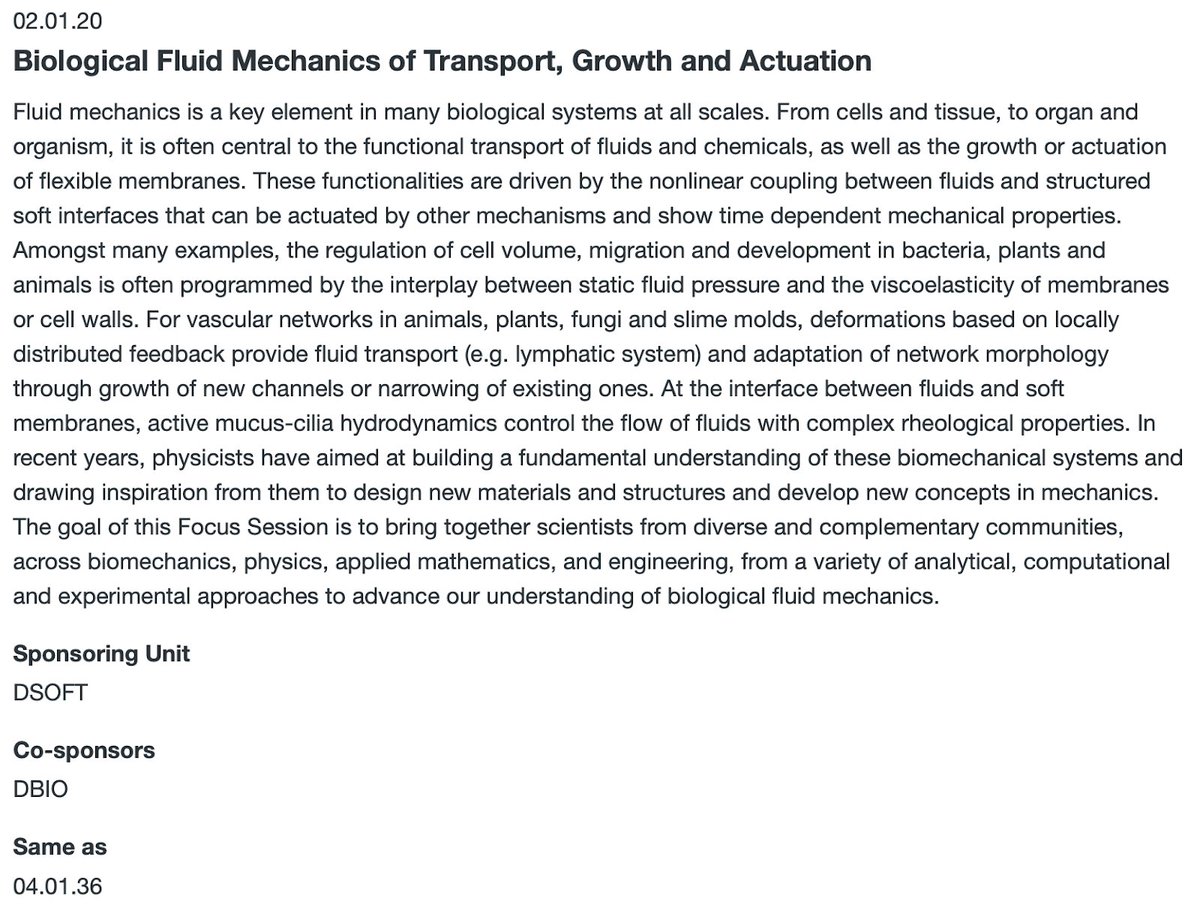 The deadline for the abstracts at the APS March meeting is this Thursday, Oct. 20! We are organizing a session with <a href="/biosoftact/">Joel Marthelot</a> and <a href="/LiquidsLab/">Liquids&Elasticity LAB @Princeton</a>  on Biological Fluid Mechanics of Transport, Growth and Actuation (02.01.20, <a href="/ApsDsoft/">APS DSOFT</a> and @APSDbio):