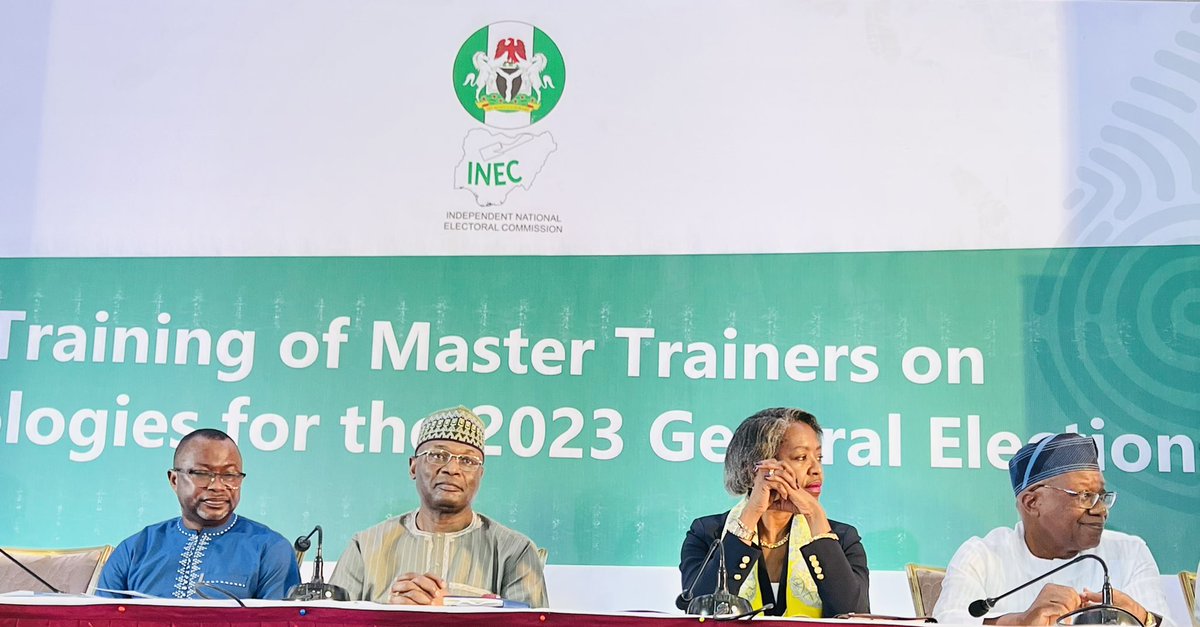inecnigeria's tweet photo. The BVAS (Bimodal Voter Accreditation System) and IReV (INEC Result Viewing Portal) have come to stay as a means of voter accreditation and transmission of election results, the Commission’s Chairman, Prof. Mahmood Yakubu has declared. https://t.co/ousjaVZe7h