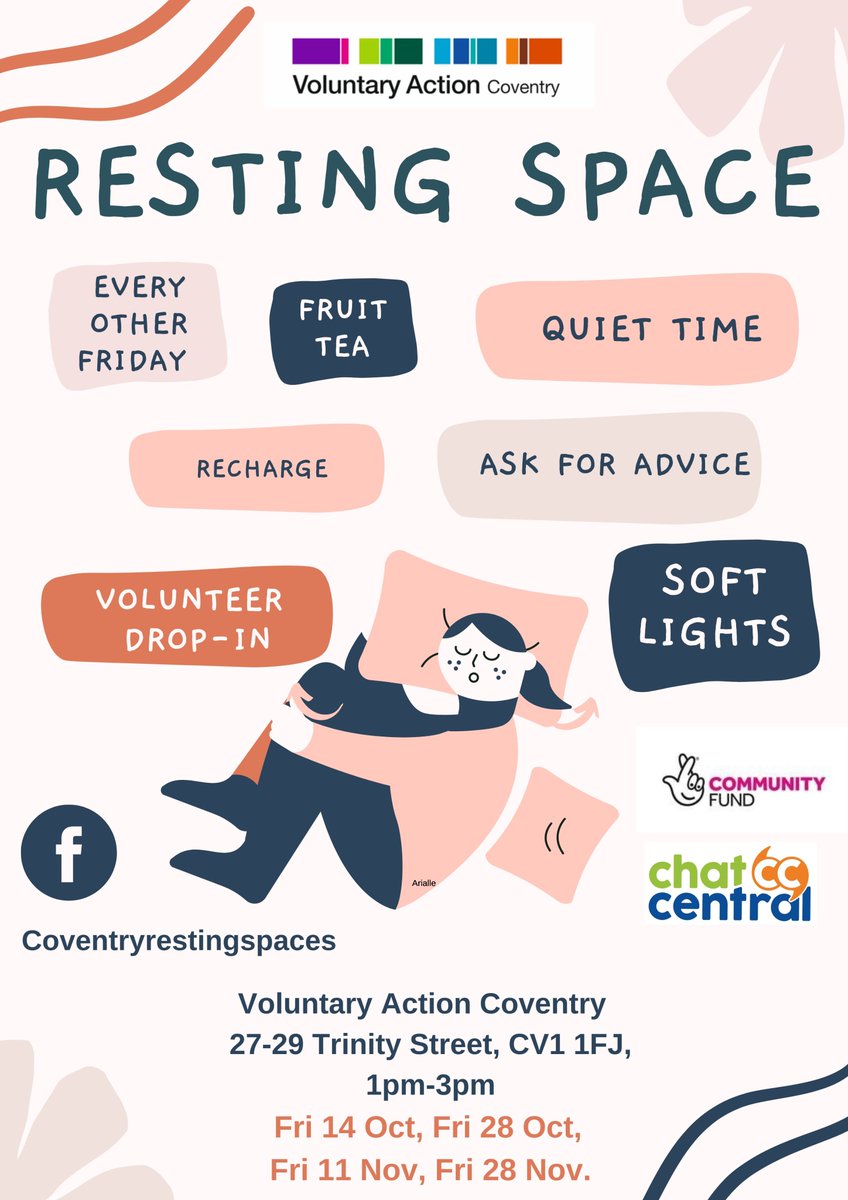 Out shopping in the city on a Friday or been to an appointment? Overwhelmed and need somewhere to rest before riding the bus home? 
Come enjoy FREE quiet space, fruit tea, a lay down and on the way out chat to VAC staff about volunteering or community social events of interest.