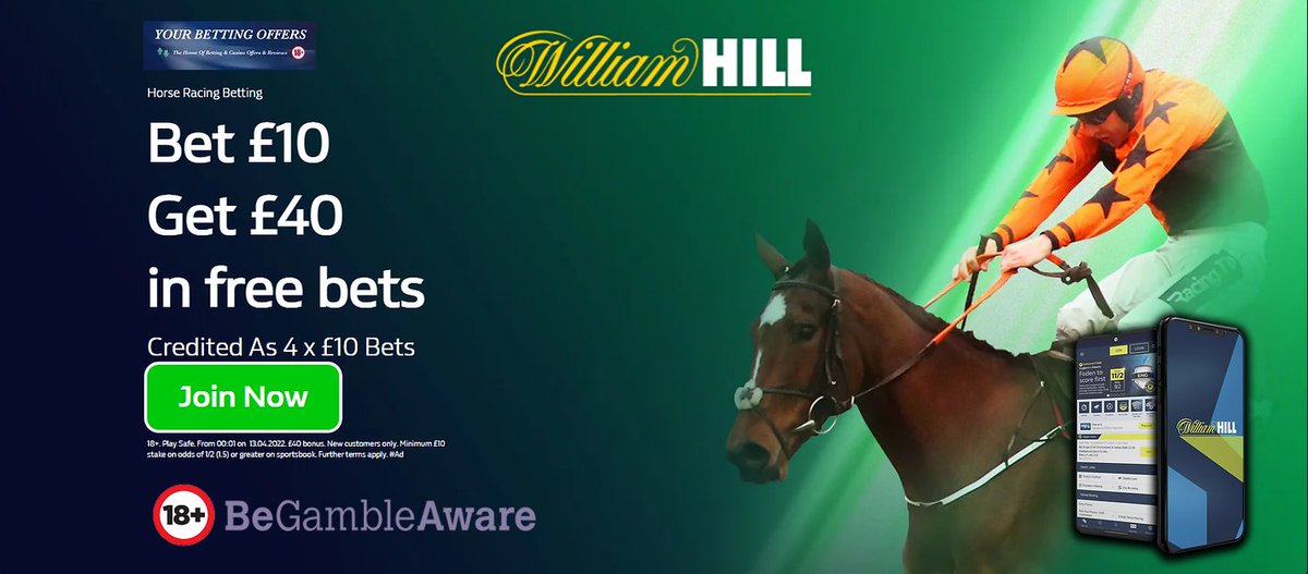 Betting_Offers2's tweet photo. Betting With William Hill
Horse Racing Offer Bet £10 Get £40

1. Join with Promo Code Z40
2. Place £€10 bet on any Horse market
3. Get 4x €10 Bets
Link Below
https://t.co/KbHiJ54hNb

18+T&amp;Cs GambleAware #HorseRacing
#bettingtips #horse #horseracingtips
#horsebetting #racing .5 https://t.co/EPAdL4ayLE