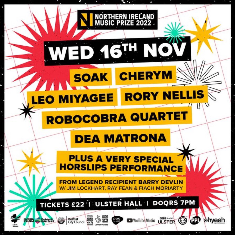 Very excited to announce that I’ll be performing at the NI Music Prize in November. So much brilliant music and such a beautiful venue. Can’t wait. 😀