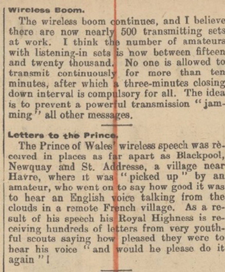 DannyMK's tweet photo. 100 years ago today, the British Broadcasting Company launched. Within a month, first test signals of its soon-to-be famous London call sign 2LO Calling would air

A proud moment for all who are @TeamBBCAlumni and worked @BBCNews 

Newspaper archive cuttings about “new media” 👇 https://t.co/iDv0WkgQ6l