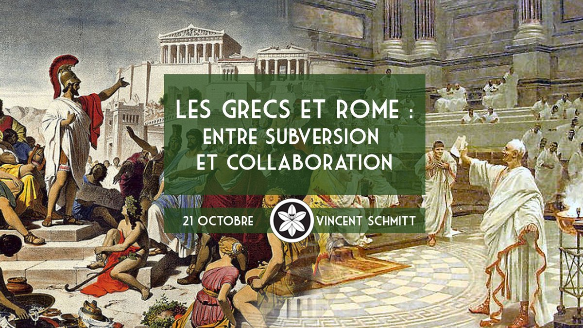 DextraOfficiel's tweet photo. Chers amis, chers camarades,
Nous avons la joie de recevoir Vincent Schmitt, essayiste et professeur de grec à la Sorbonne.

Son intervention portera sur la relation entretenu par les grecs avec les romains suite à leur soumission militaire.

https://t.co/SYUwbvLBHu

#Conférence https://t.co/7MCBVhCpIS