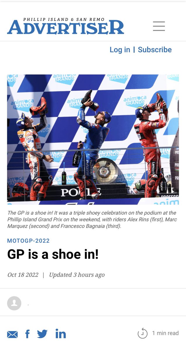 CarbieWarbie's tweet photo. 👀 This is NOT my #TripleShoey photo from @ausmotogp BUT they did contact me about using my @MotoGP image for their newspaper front page. Unfortunately they wanted my photo for free &amp; my business card says “Photographer” and not “FREEtographer”. 🤦🏻‍♂️❤️⚡️🐓 
https://t.co/YPbOPVsPt7 https://t.co/b5sYgnuXE9