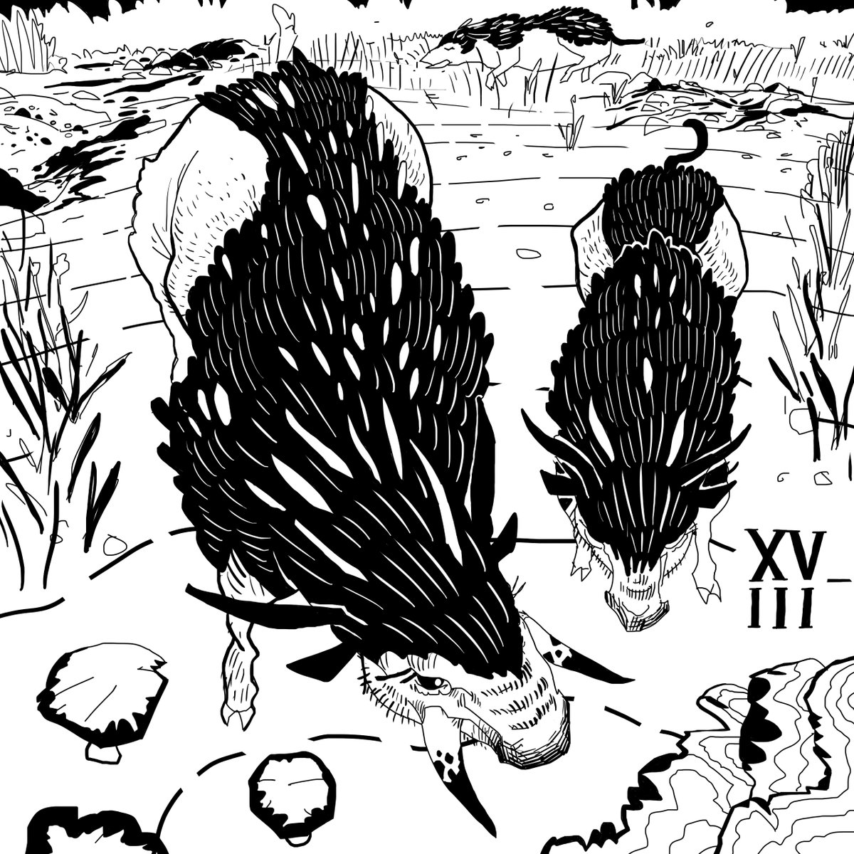 Xernist's tweet photo. >> SCRAPE << My entry I made for #inktober day 18 in 2022.  #digitalart #DigitalArtist #illustration #blackandwhite #Fluffy #animal #nature #krita https://t.co/NJjUVC6KR6