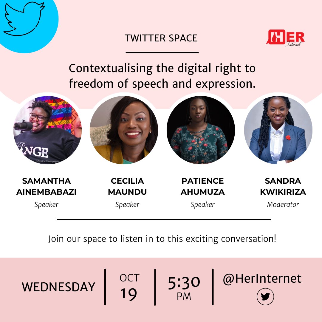 HerInternet's tweet photo. We're excited to share more about our #SpeakFreelyTypeFreely campaign during a Twitter Space tomorrow starting at 5:30pm EAT.

Set a reminder to join us here: https://t.co/FwUrfZkW0k https://t.co/gvo9nDwZ0Q