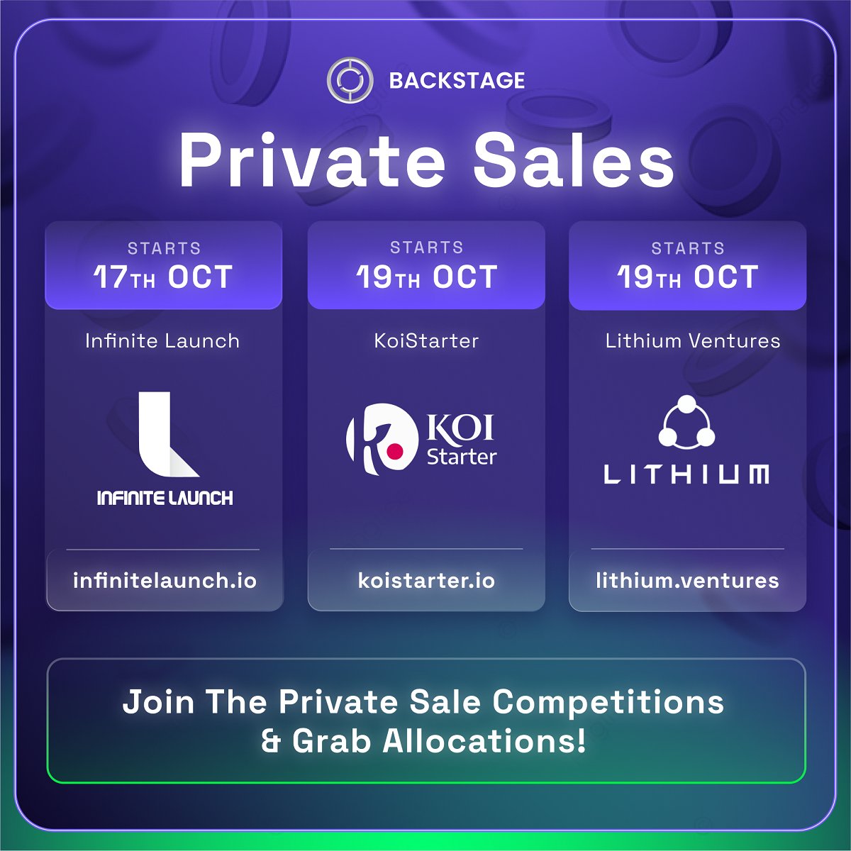 Most Anticipated Week for Backstagers is Here🥳

There are many opportunities to get $BKS tokens in your wallet before we go mainstream and take over the events and entertainment world⬇️

🎁 Top investors will be rewarded with #NFT s from our Marketplace!

#Crypto #Web3 #Giveaway