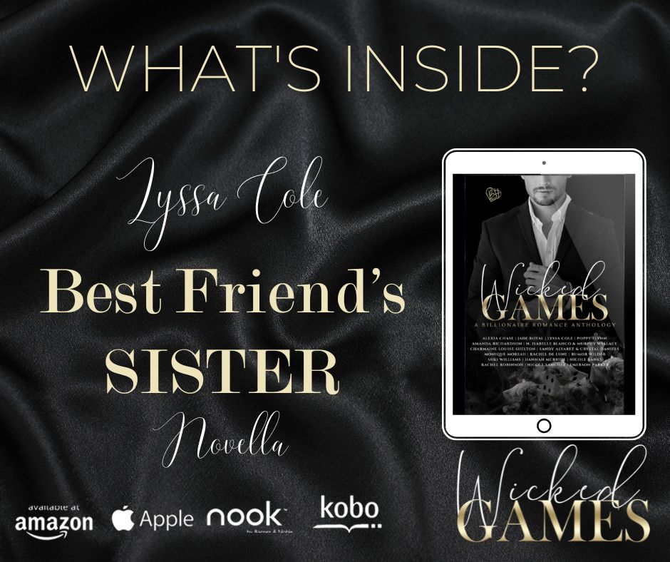 R E A D E R  A L E R T 
Want to know more about the BILLIONAIRE men inside?Lyssa Cole is bringing us a BEST FRIEND’S SISTER novella. What will they uncover? Find out in Wicked Games.
books2read.com/u/mlLAQY

#CharmaineLouiseNewYork #WickedGamesBillionaires #billionaireromance