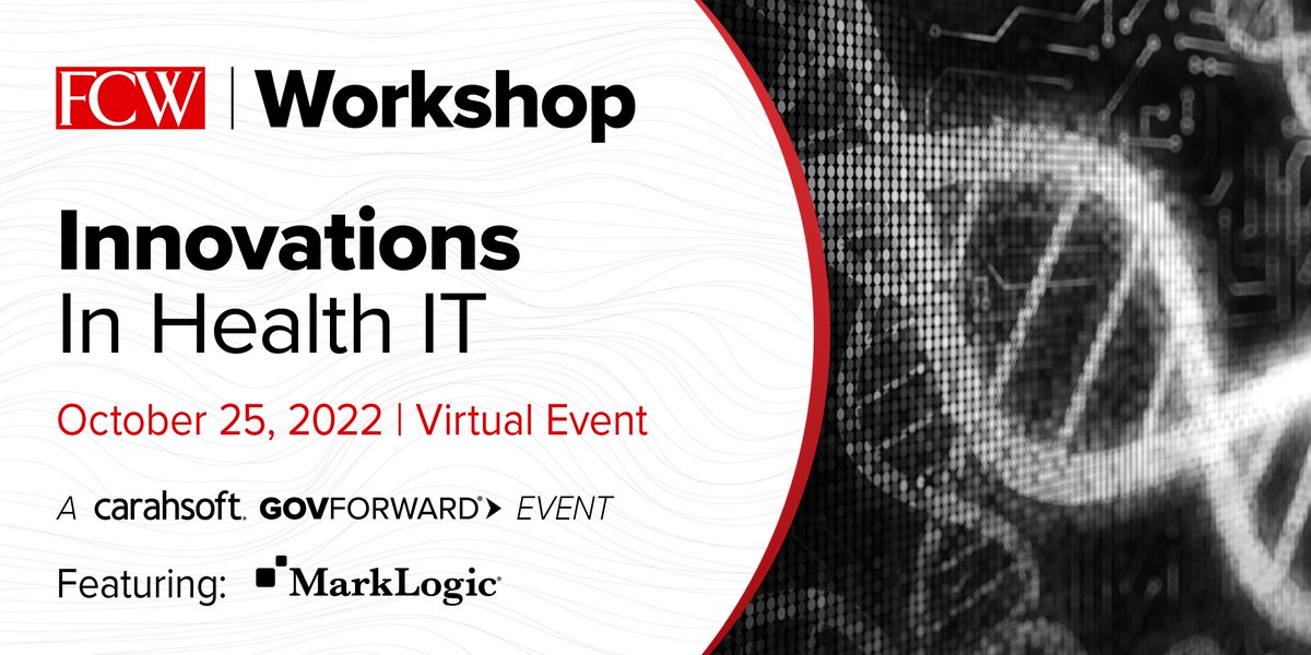 PDataPlatform's tweet photo. Data is at the heart of Health IT innovation. Join Gary Katz and other industry experts in Carahsoft’s FCWnow #GovForward #HealthIT workshop on 10/25 to learn how data-powered #AI can fuel faster research. Save your spot: https://t.co/98k7sgmBEH
#FCWHEALTHIT #InnovateGovt https://t.co/UKRMW7ogyY