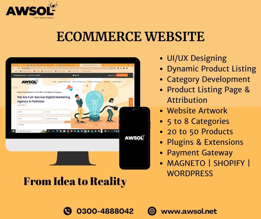 E-Commerce Web development services provide creative and professional web applications to empower your business online. A combination of the latest technology and best development practice helps us to deliver efficient web applications. #awsol #ecommerce #Website #Webdesign #web