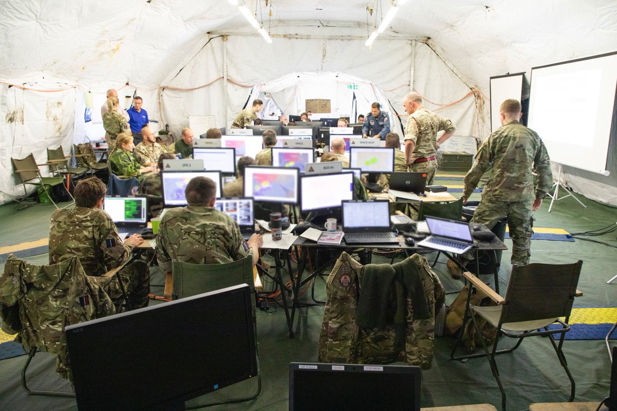 RoyalAirForce's tweet photo. The Joint Force Air Component (JFAC) HQ have recently been conducting Exercise Titanium Falcon at @RAFHighWycombe. 

They worked with Partner Nations as well as UK Land and Maritime forces to test the JFAC’s operational level command and control. https://t.co/norT5UQqaf