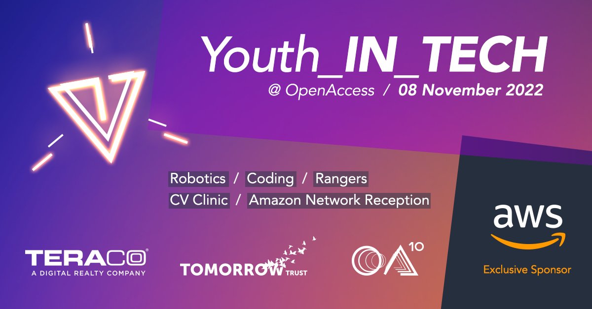 OpenAccessG's tweet photo. @TeracoDC in partnership with @AWS will be hosting a #YouthinTech Clinic at #OpenAccess10, facilitated by @Tomorrow_Trust

Want to get involved? Complete the volunteer registration form online: https://t.co/U8P5ZzOvtI https://t.co/FGfRDKgd5K