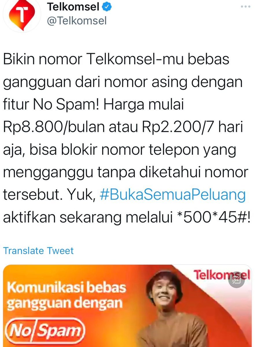 saranisa_'s tweet photo. Sejenis bayar uang keamanan #TelkomselNoSpam #BukaSemuaPeluang https://t.co/z5EckxYvBy