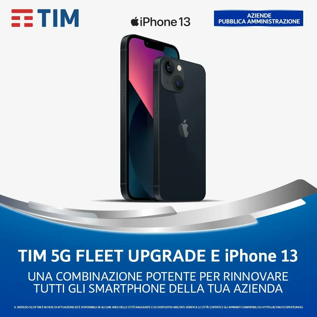 Con TIM 5G Fleet Upgrade rinnovi la flotta mobile dell'#azienda con #iPhone e servizi #5G di #TIM.
L'offerta include:
✅ Attivazione 5G
✅ TIM Safe Web Mobile
✅ 50 Giga extra bundle
✅ Copertura All Risk

#OneTeam è National Partner <a href="/timbusiness/">Money Hacks Masterclass</a> ⇢ oneteamgroup.it/form-contatti