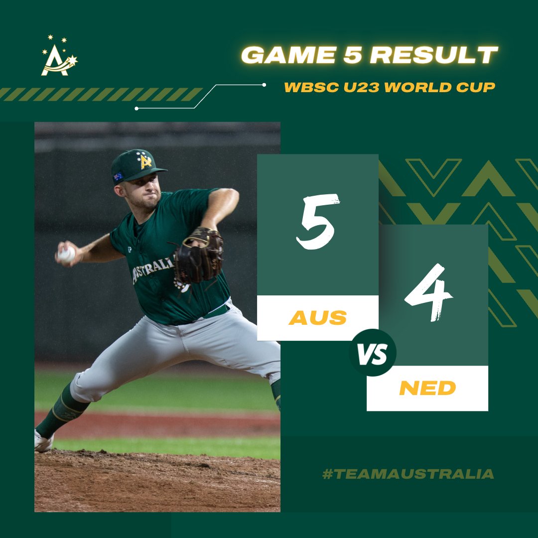 Team Australia secure their first win of the U23 World Cup!! 👏
#TeamAustralia #U23WorldCup <a href="/WBSC/">WBSC ⚾🥎</a>