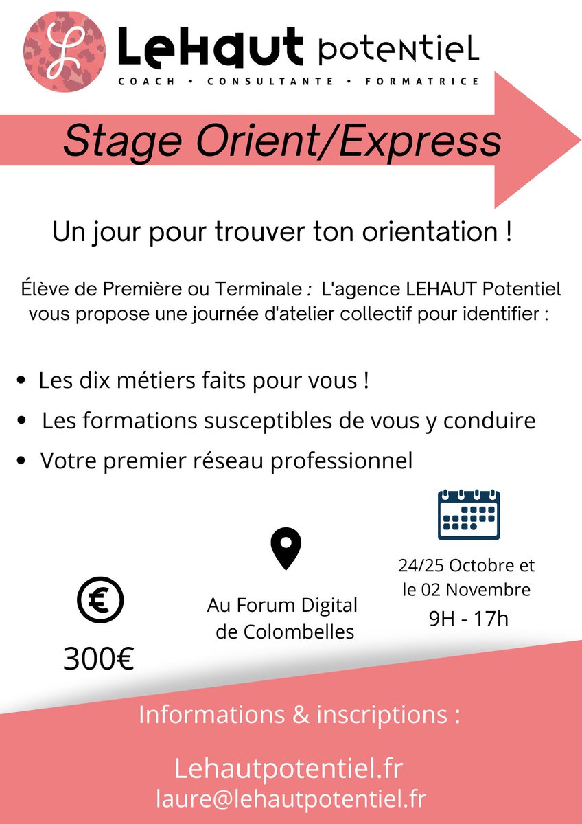 Si vous cherchez encore votre orientation en prévision de <a href="/parcoursup_info/">Parcoursup</a>, j'organise des mini-stages d'orientation pendant les vacances! Infos et inscriptions sur lehautpotentiel.fr