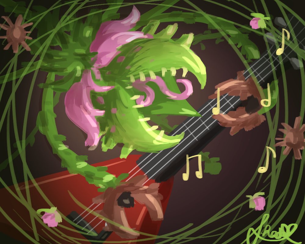 shadouette's tweet photo. Day 17 of #Terratober, Plantera 🍃🎸 *theme song starts playing* https://t.co/UyckZq1UZW