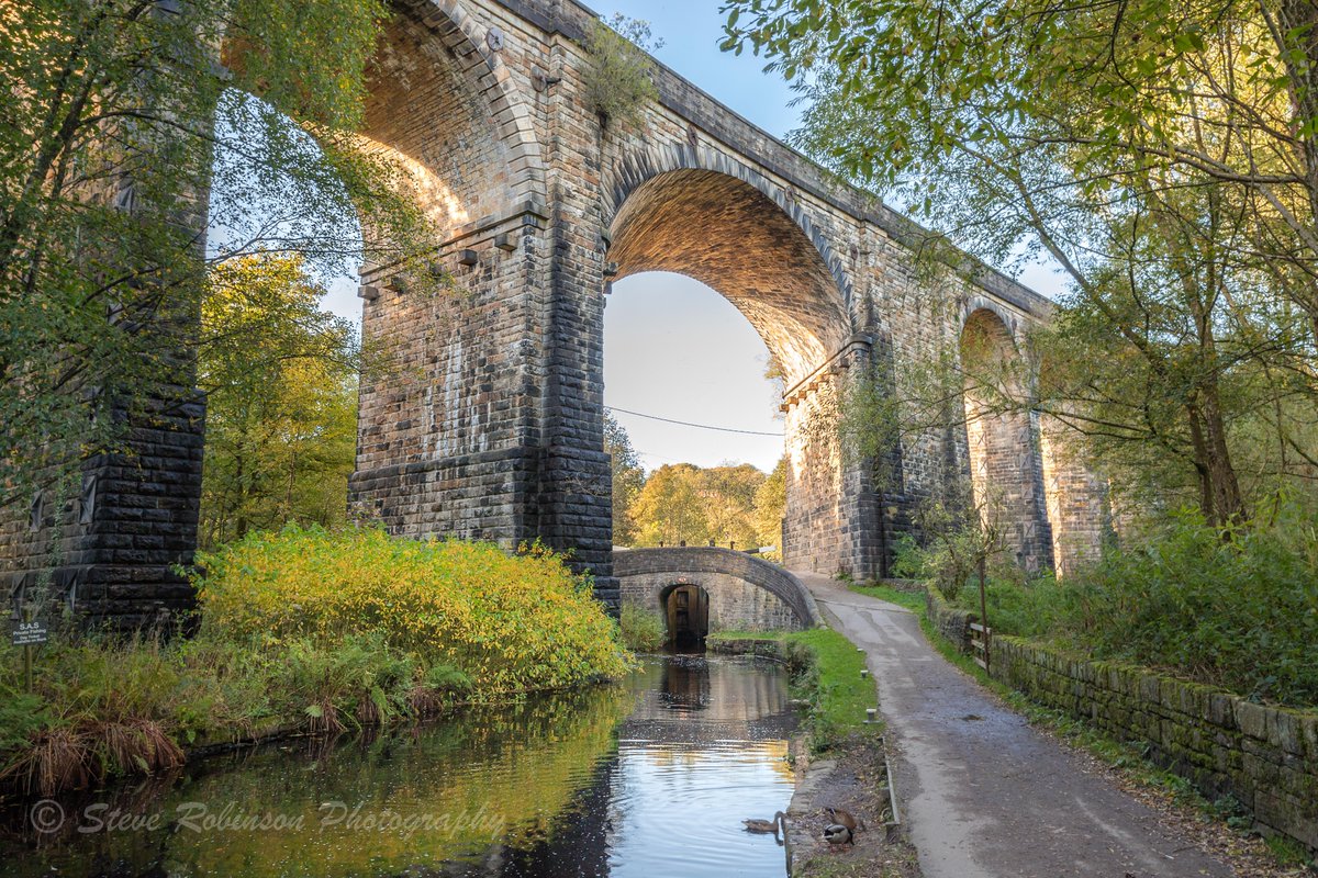 Saddleworth Viaduct bathed in the afternoon sun #photograghy #landscapephotography #saddleworth #autumncolours #Railways #canals steverobinsonphotography.weebly.com