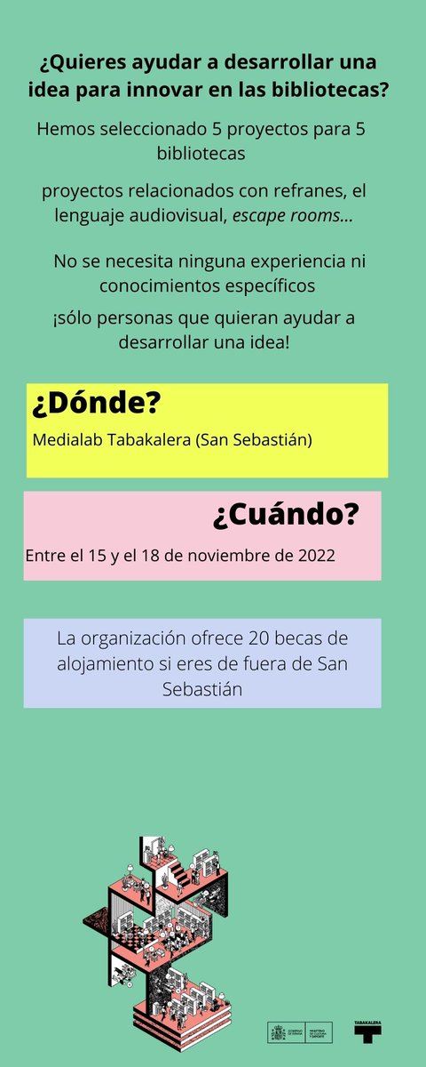 librolecturagob's tweet photo. 📢 ¡SE BUSCAN COLABORADORES! 📢
👉 ¿Quieres participar en nuestro laboratorio bibliotecario #LABBBS "Aprender en la biblioteca… haciendo, investigando, leyendo, jugando y con las TIC"?
Apúntate a participar en uno de los proyectos seleccionados 🖥️ https://t.co/X7vvaxvbHi https://t.co/KIOsaQGdtZ
