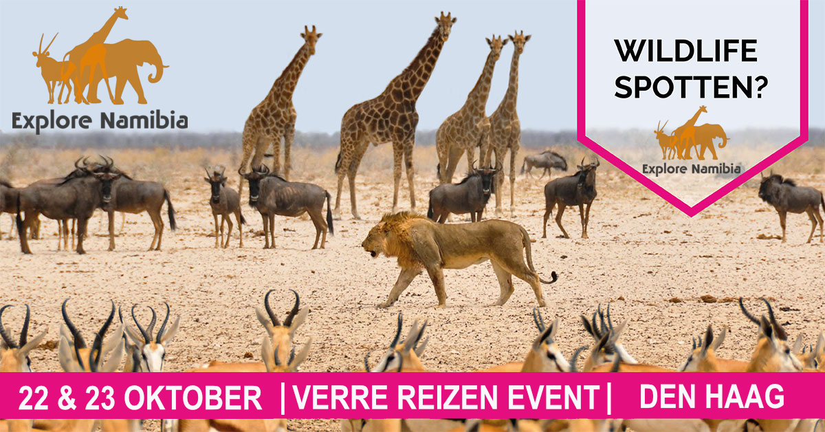 De reisexperts van Explore Namibia zijn aanwezig tijdens het Verre Reizen Event 2022 in de Fokker Terminal, Den Haag op 22/23 oktober 2022.
Ben je geïnteresseerd in een avontuurlijk reis in Namibië en/of Botswana, kom dan zeker even langs bij onze stand.
explore-namibia.nl