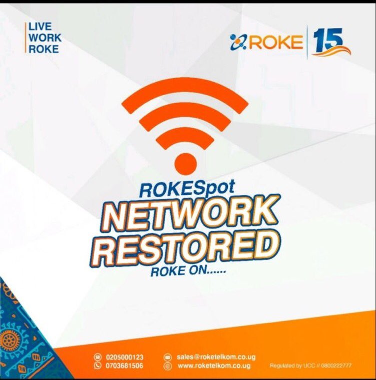 roketelkomug's tweet photo. All our service have been fully restored. 
We would like to apologise for any inconveniences caused. 
#ROKEAt15 https://t.co/42Yx91UvMJ