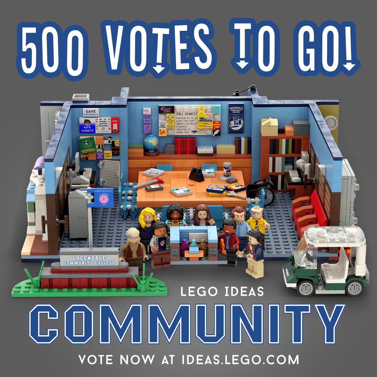 Bulldoozerbrick's tweet photo. We only need 500 VOTES for a shot at making Community a real LEGO set.😱 Please vote now at https://t.co/NhfXO4YgXJ

#AndaMovie #AndaLEGOset #SixSeasonsandaMovie #CommunityTV #LEGO #LEGOIdeas https://t.co/ddOHUCn0oW
