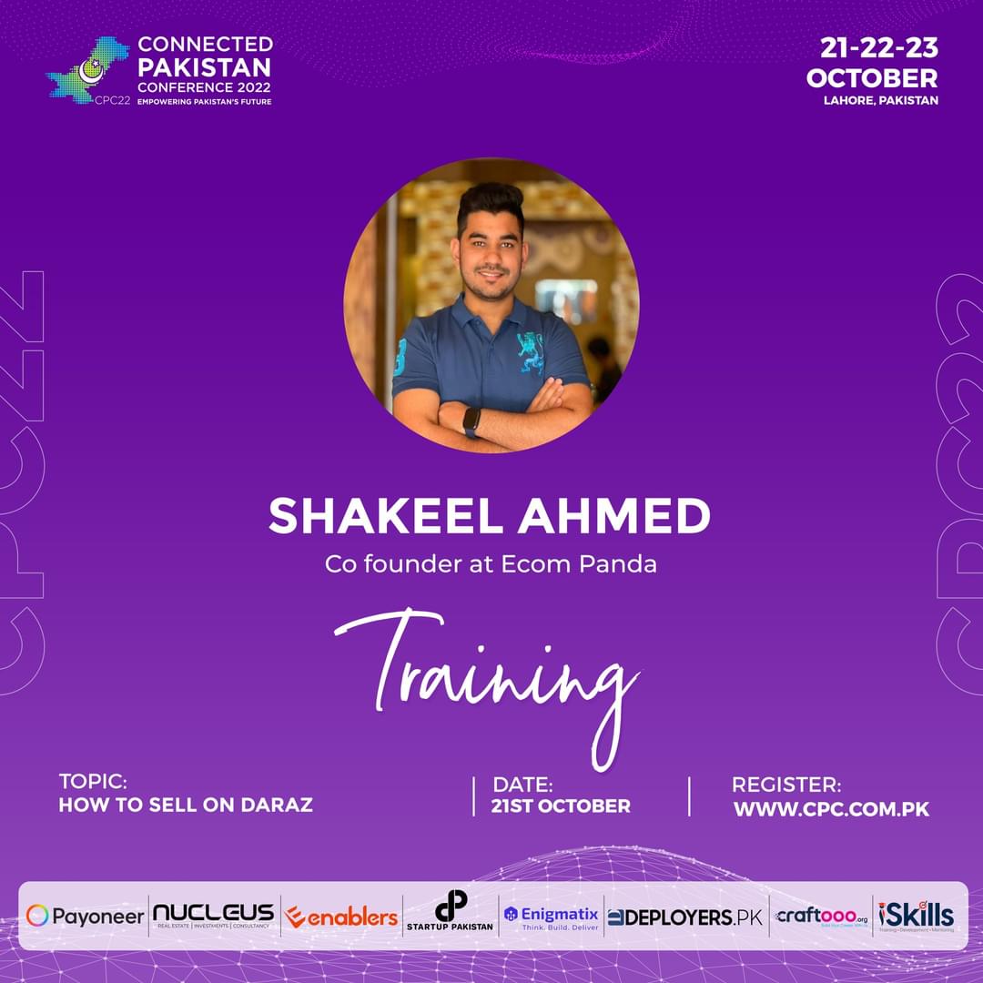 shazibro2's tweet photo. Fasten your seat belts to learn "how to sell on daraz" from a young blood, the one and only, shakeel, all the way from karachi to deliver at @ConnectedPak..
Go get yourself registered before it's too late..
#CPC22 https://t.co/DgyhKqqyXW