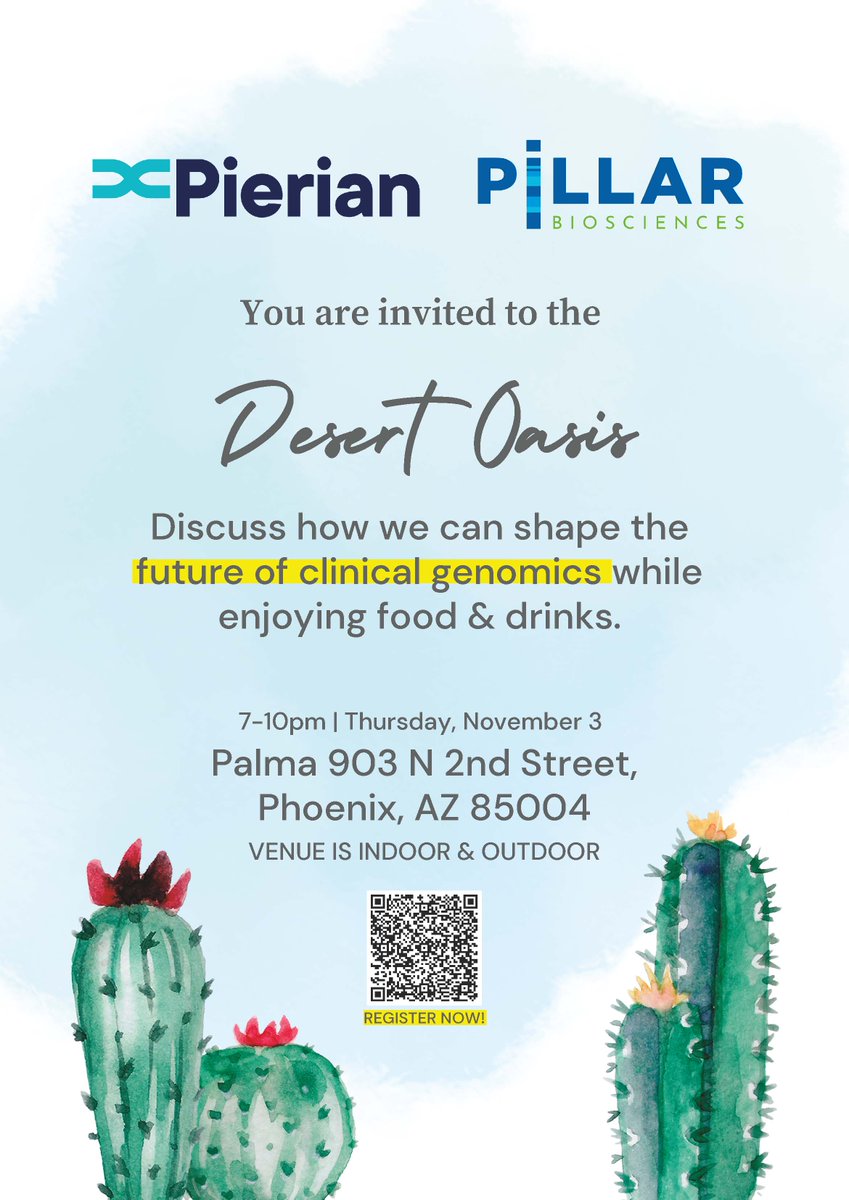 Pillar_Bio's tweet photo. You are invited to an exclusive event hosted by @Pillar_Bio and Pierian on November 3rd from 7-10 PM.

Join us for complimentary drinks and appetizers, with an opportunity to network with industry’s pioneers and experts in clinical genomics and #NGS

https://t.co/Iqto3dsnuU https://t.co/nguFNC7AHI
