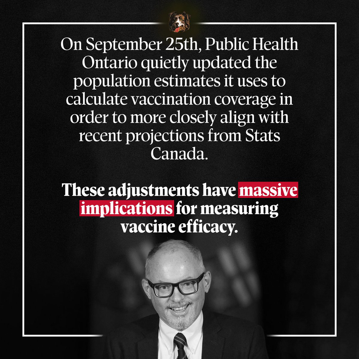 Golden_Pup's tweet image. Public Health Ontario adjusted the population estimates they use to measure vaccine coverage &amp;amp; efficacy, discovering that there are over 200k additional unvax'd seniors.

This means that the unvax'd death rate is about 1/10th of what was previously reported.

Greater detail 👇