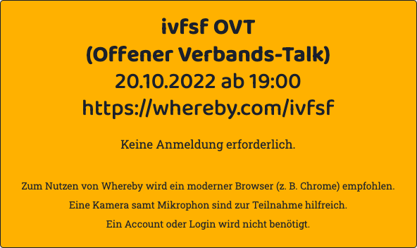 Diesen Donnerstag um 19 Uhr - Herzliche Einladung zu unserem Offenen Verbands-Talk rund um #Fantasy und #Scifi #PnPde und mehr. Bringt eure Themen gerne mit. Wir sehen uns unter whereby.com/ivfsf - kein Account oder Login nötig.

Wir freuen uns über RT für Reichweite!

/ob