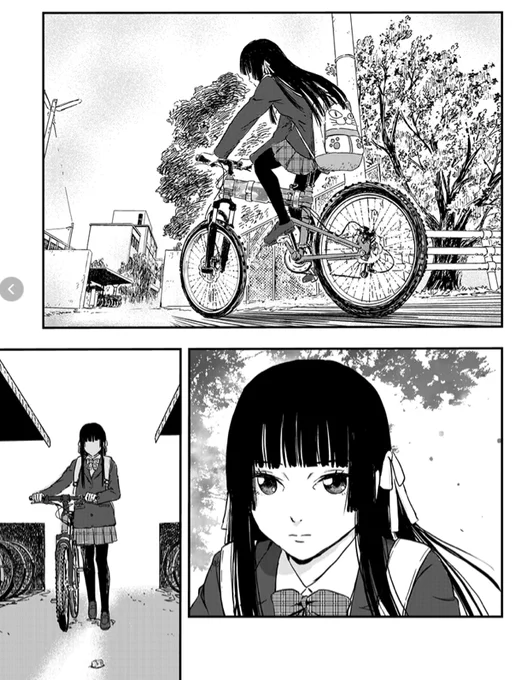 田舎でモンタギューMTBに乗る(多分)女子高生。 