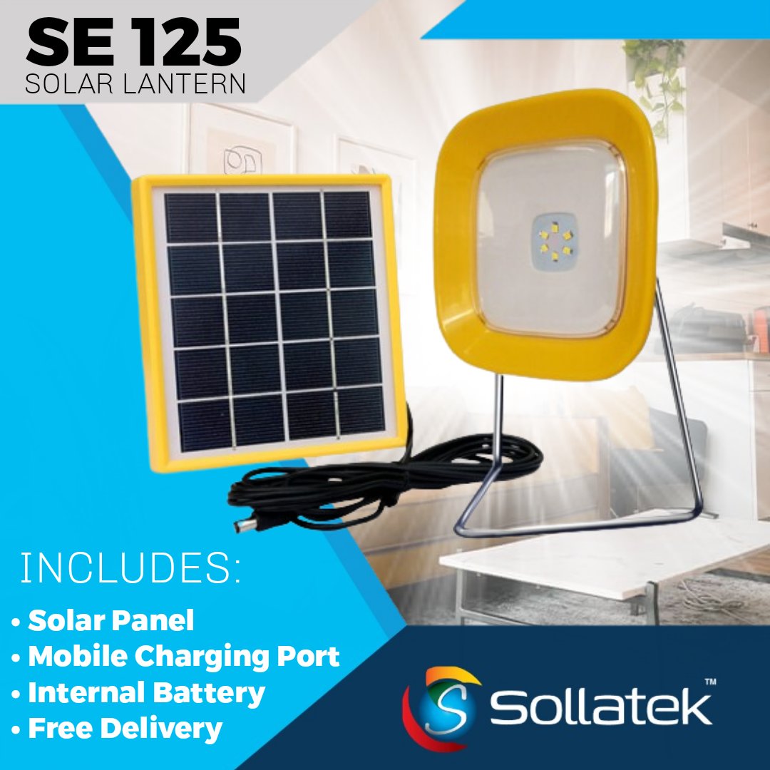 SollatekEA's tweet photo. The SE125 Home Lantern comes with a 5-in-1 mobile charging cable, an internal battery, and a solar panel with a 3m cable. Get this now with free Delivery!
#Sollatek #SolarPower #Buyoriginal #SE125 #SollatekKe #solarlantern https://t.co/793N1hMFBJ