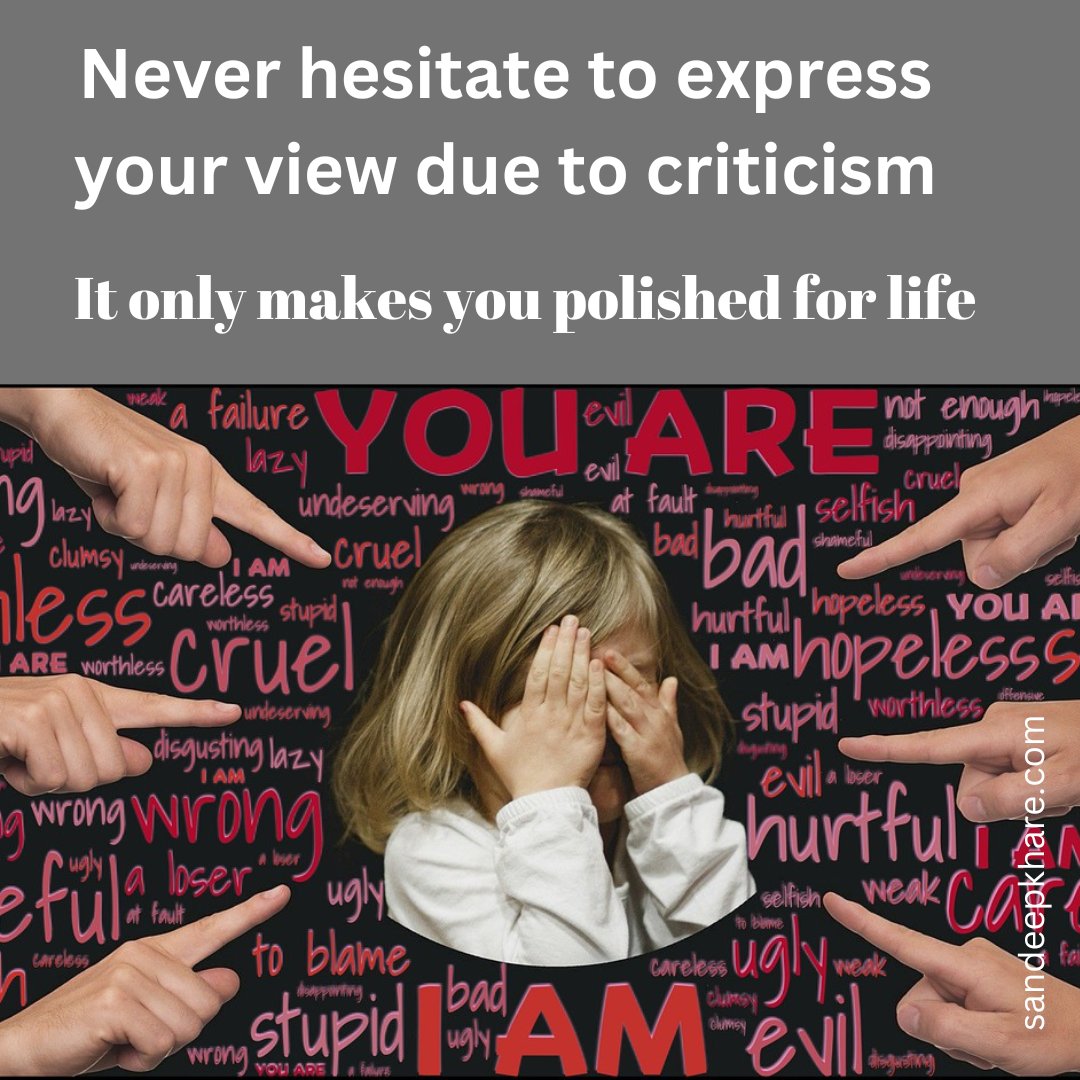 sandeepkhare's tweet photo. Never hesitate to express views due to criticism. It only makes you polished. Mostly it teaches you the real handling of life. Always remember there is nothing perfect or balanced here. It is only the opposite that makes it so. #lifefulfills #successpath #mindcontrol #lifeflows https://t.co/1gp51QMfZw