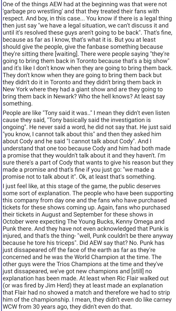 WrestleUpdates9's tweet photo. Dave Meltzer on how #AEW has handled the "Brawl Out"

- Wrestling Observer Radio
Credit: @TrishSpeirs48 
#wrestlingdiscord #wreddit #squaredcircle #wrestling https://t.co/K8DsZgr2mA