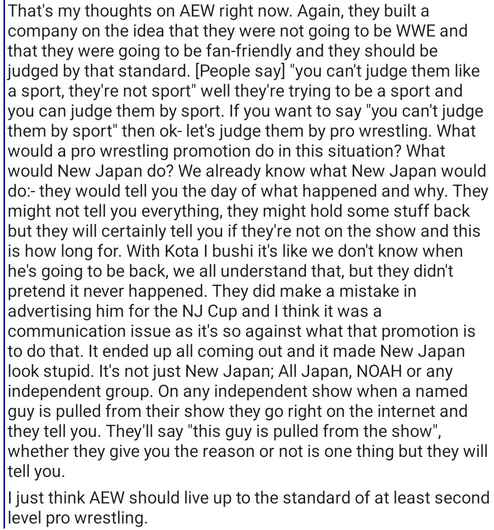 WrestleUpdates9's tweet photo. Dave Meltzer on how #AEW has handled the "Brawl Out"

- Wrestling Observer Radio
Credit: @TrishSpeirs48 
#wrestlingdiscord #wreddit #squaredcircle #wrestling https://t.co/K8DsZgr2mA