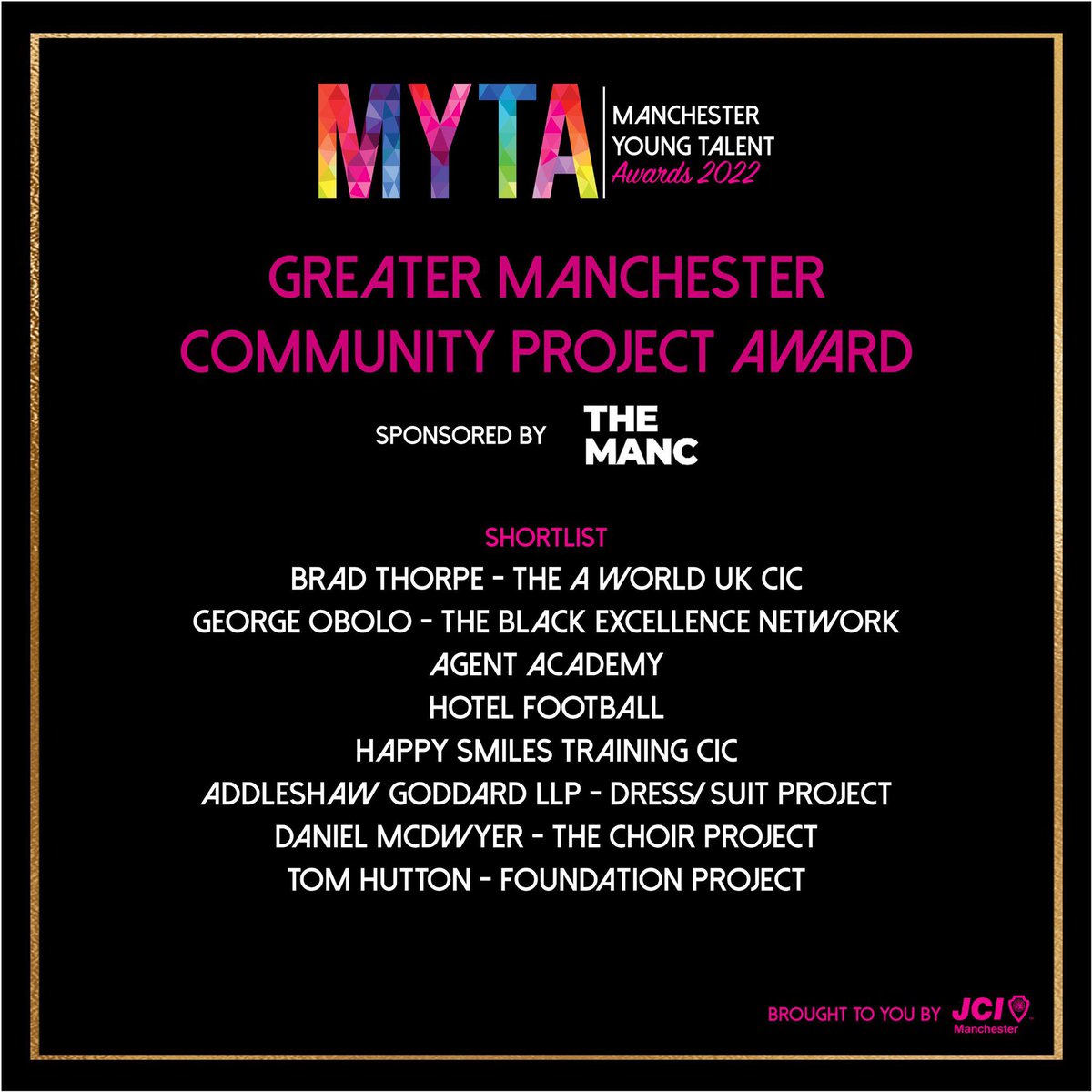 Could today even start with better news than this? 🤩 We’ve been shortlisted for the Greater Manchester Community Project award in this year’s #MYTA22 🥳 We are incredibly grateful to be considered for this title. Best of luck to all the other nominees as well!🤞🏻