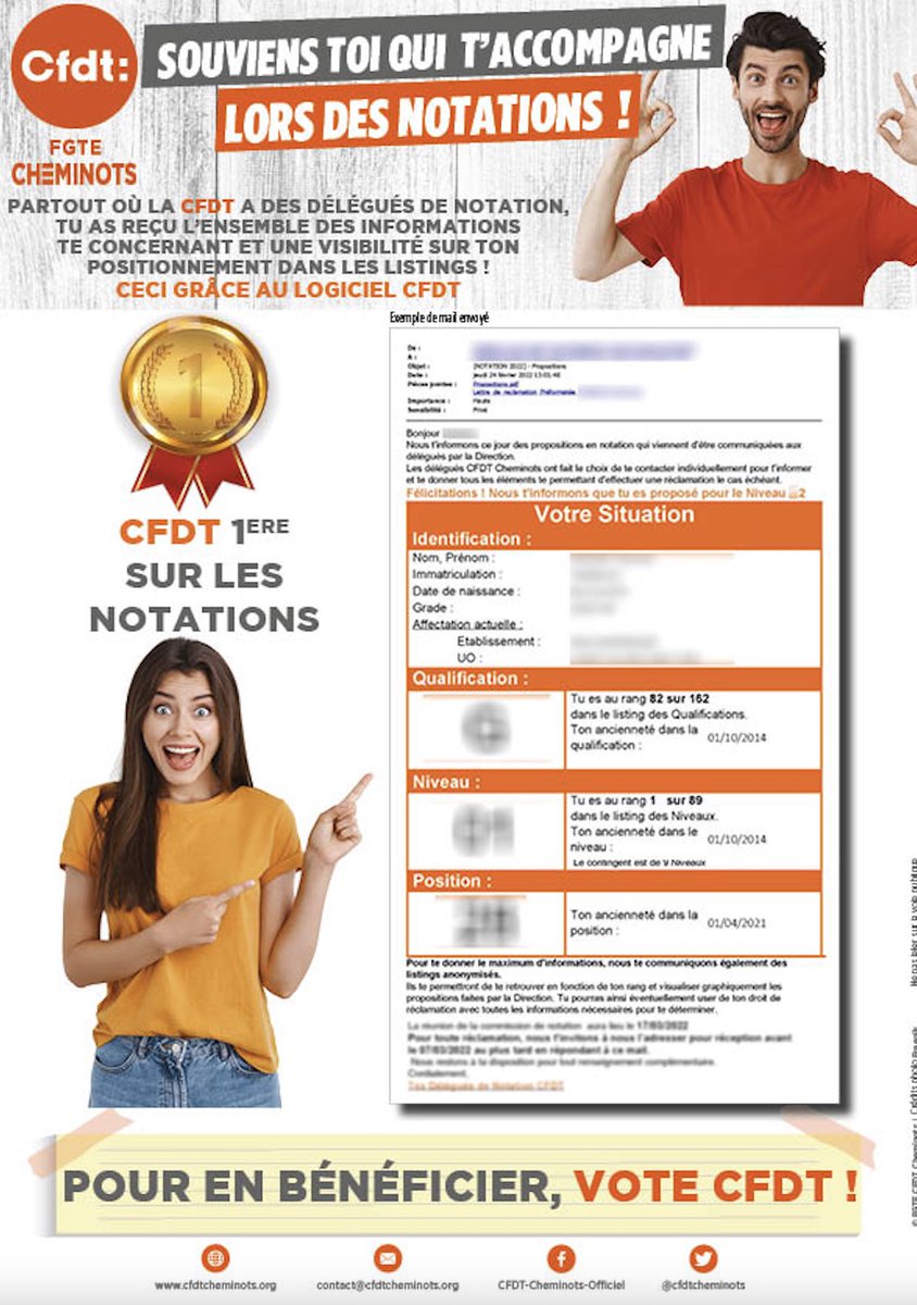 E-TRACT || Notations, partout où la CFDT a des délégues de notation, tu as reçu l’ensemble des infos &amp; et une visibilité sur ton positionnement dans les listings grâce au logiciel CFDT 
🔗 bit.ly/3eI9yAb

#cfdt #sncf #notations #position #infos #logiciel