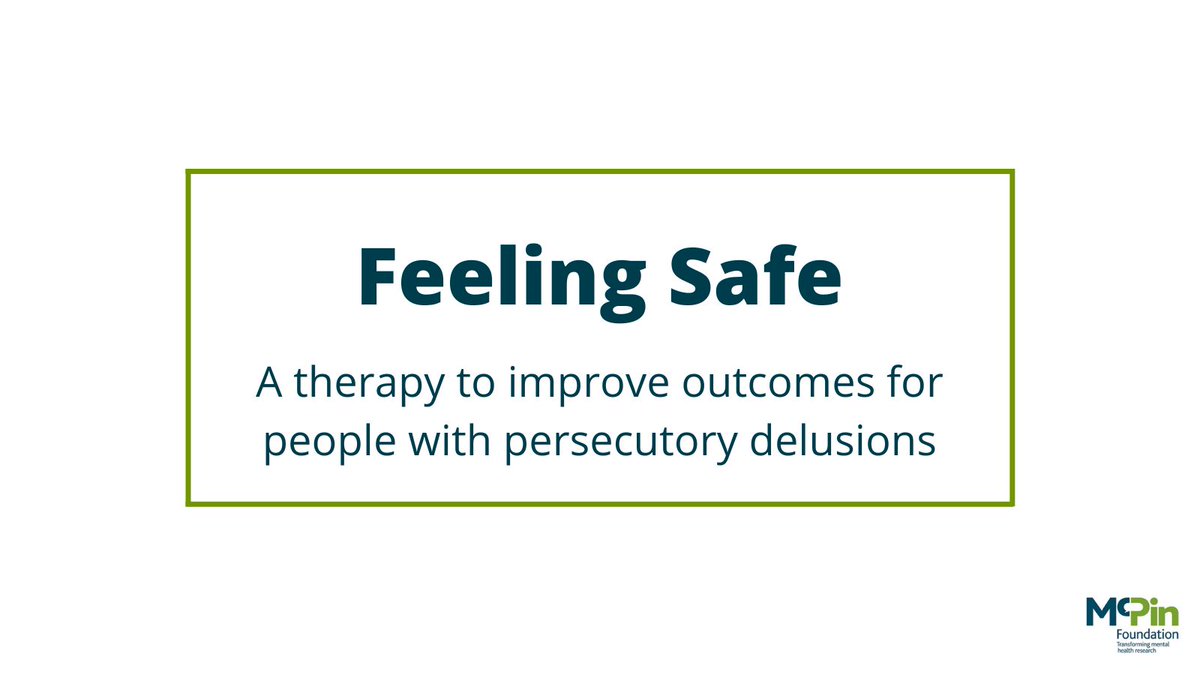 Promising news for people w #psychosis &amp; severe paranoia!

We asked participants w persecutory delusions (strong beliefs people are trying to harm/threaten you) who were trialling a new talking therapy how they found it &amp; the results were positive🧵

Read👉bit.ly/3VqUBCZ