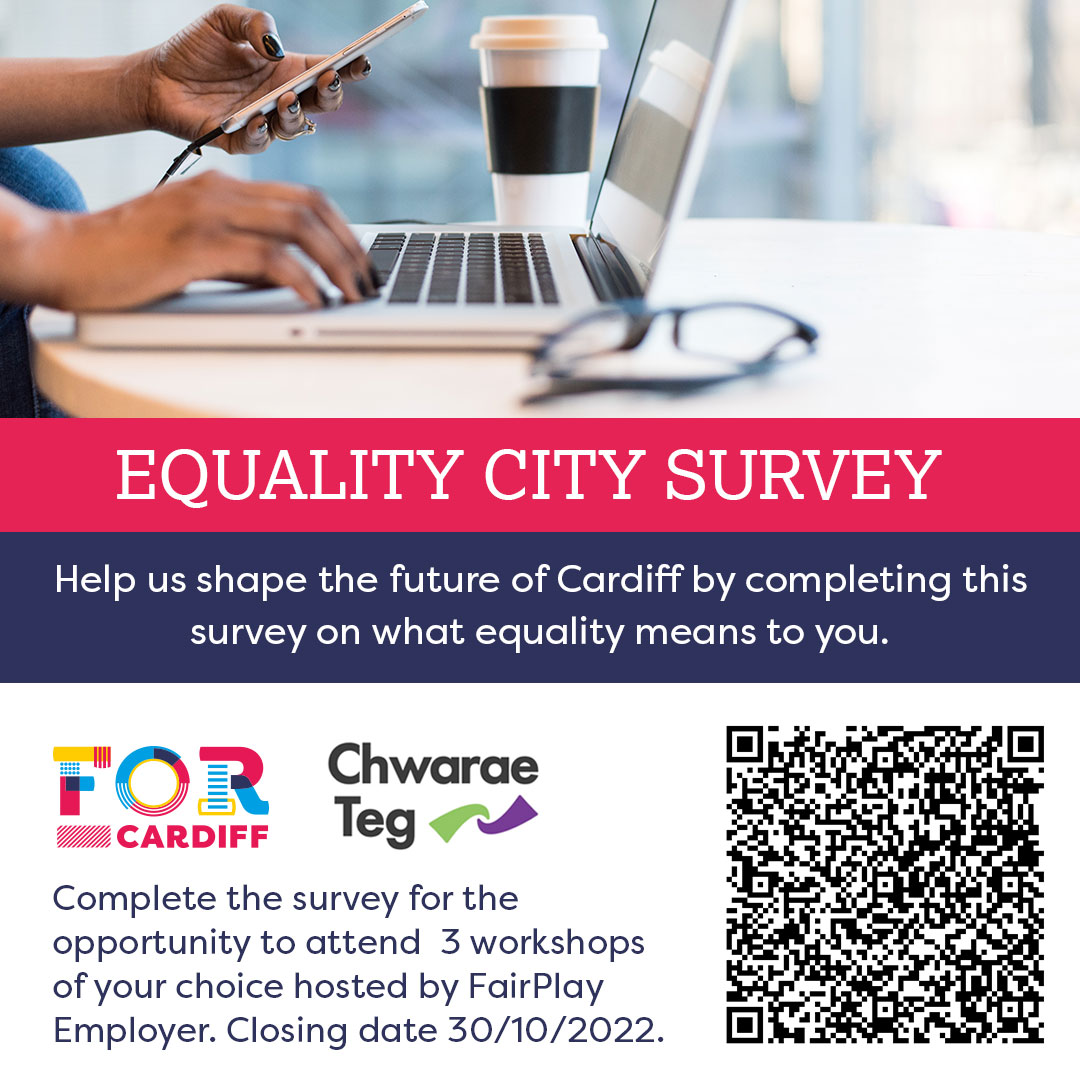 FPEmployer's tweet photo. Be in with a chance of winning tickets to attend 3 Fairplay Employer workshops of your choice!

Simply take the Equality City Survey here: 🤞: https://t.co/Vis9takANe
Survey closes 30 October. 

#FairplayEmployer #ChwaraeTeg #FORCardiff #EqualityCity https://t.co/zolWCyilnG
