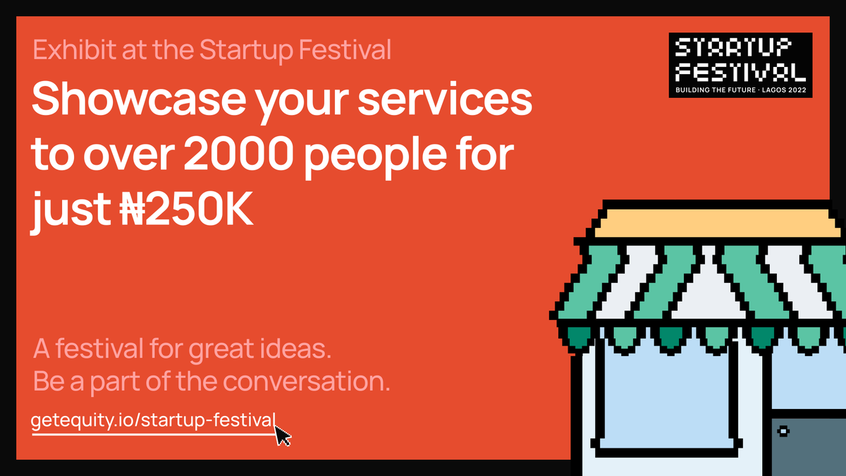 getequity's tweet photo. We are opening up the doors of GetEquity Startup Festival to startups and businesses.

Come showcase your services and products to over 2000 attendees this November.

Want to learn more? Visit the festival page 👉🏽 : https://t.co/ZmhypwOHEJ https://t.co/ueHCPyv4hz