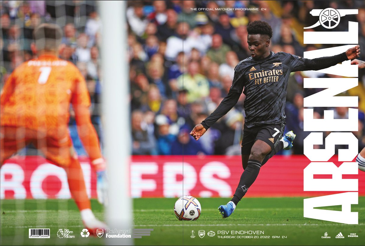 AFCProgramme's tweet photo. 🚨 It's another Euro wraparound special!

PSV issue available to order now, featuring...

🗣 @ReissNelson9 exclusive
© Odegaard's captain's notes
💫 Young Gun Josh Nichols 
🖼 HUGE Takehiro Tomiyasu poster, and more

Order today and we'll post tomorrow

https://t.co/SO5txmgYJS https://t.co/980eHQ3gRp