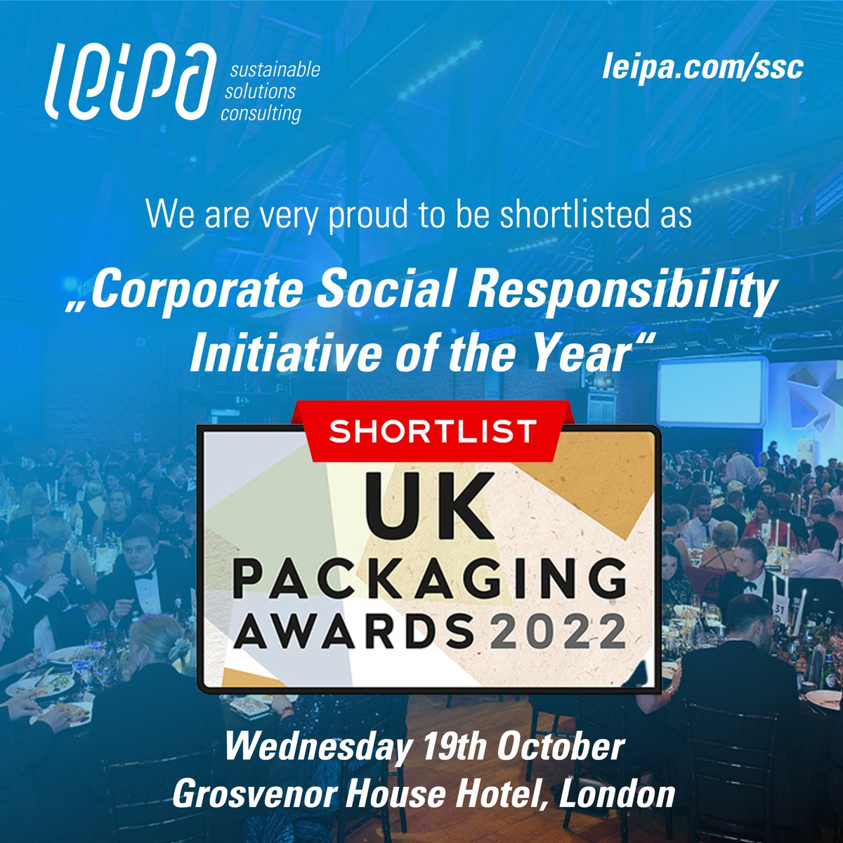 We are very pleased and honored that #LEIPA Sustainable Solutions Consulting (SSC) has been shortlisted at this year’s UK Packaging Award in the category „Corporate Social Responsibility Initiative of the Year“.

linkedin.com/posts/leipagro…

#leipassc #ukpackagingaward #ukpa22
