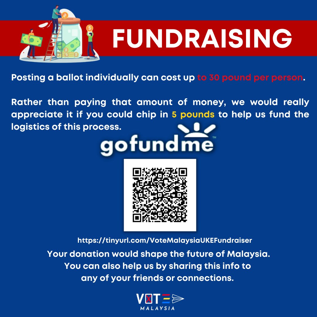 DemokratikUK's tweet photo. This election is going to be expensive and we need help!

Working with #VoteMalaysia, we need your help to ensure our mission is successful by donating or sharing information with your friends and connections.

Together, lets bring home our votes! https://t.co/oyyfUi4IOo