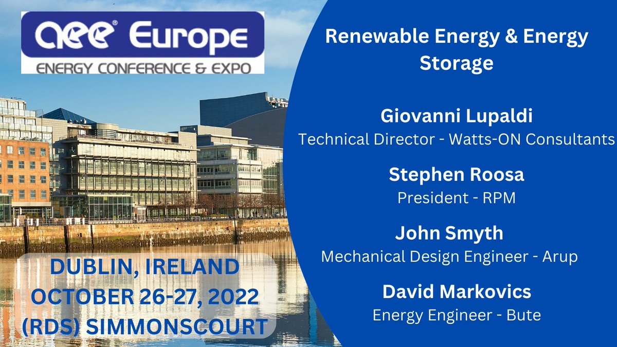 AEurope22's tweet photo. "Renewable Energy &amp; Energy Storage" is one of many topics to be discussed at AEE Europe 2022. So join us on the 26th &amp; 27th of October to develop, learn and be involved with over 2,000 professional Energy Leaders

For further information: https://t.co/xrPDQkMsFt #europe #energy https://t.co/d9lpgi7WjY