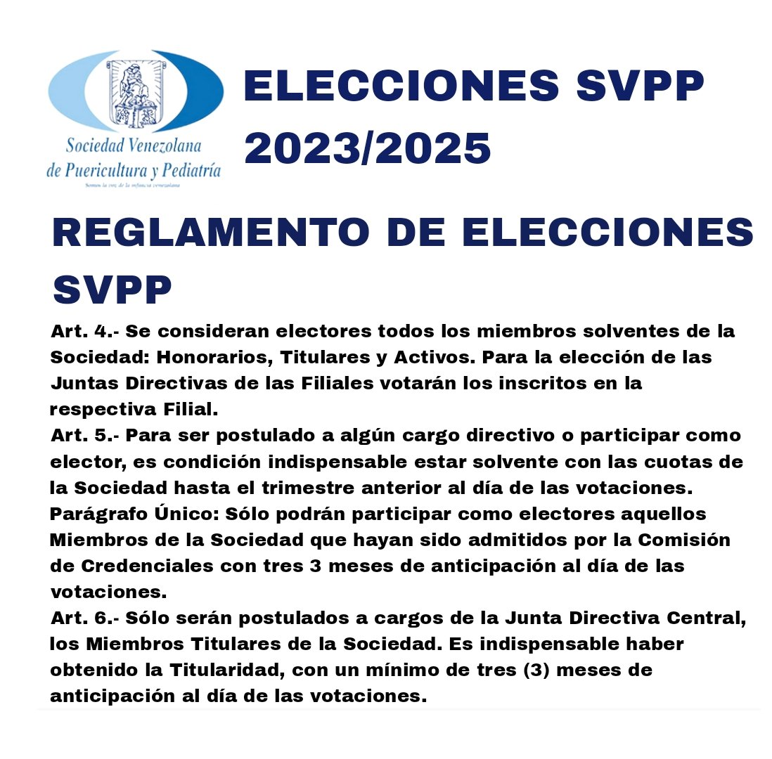 FilialSvpp's tweet photo. Reglamento de Elecciones SVPP
Quiénes son electores?
Quiénes pueden ser postulados a cargos directivos?
Disponible en https://t.co/eFpsiledjn
desde la pág 30
#SVPPFilialTrujillo
#filialsvpp
#SVPP
#reglamento
#elecciones
#electores
#postulados
#SVPediatria
#SVPPTrujillo
#CEN
#CEL https://t.co/qQ9GYDrq4H